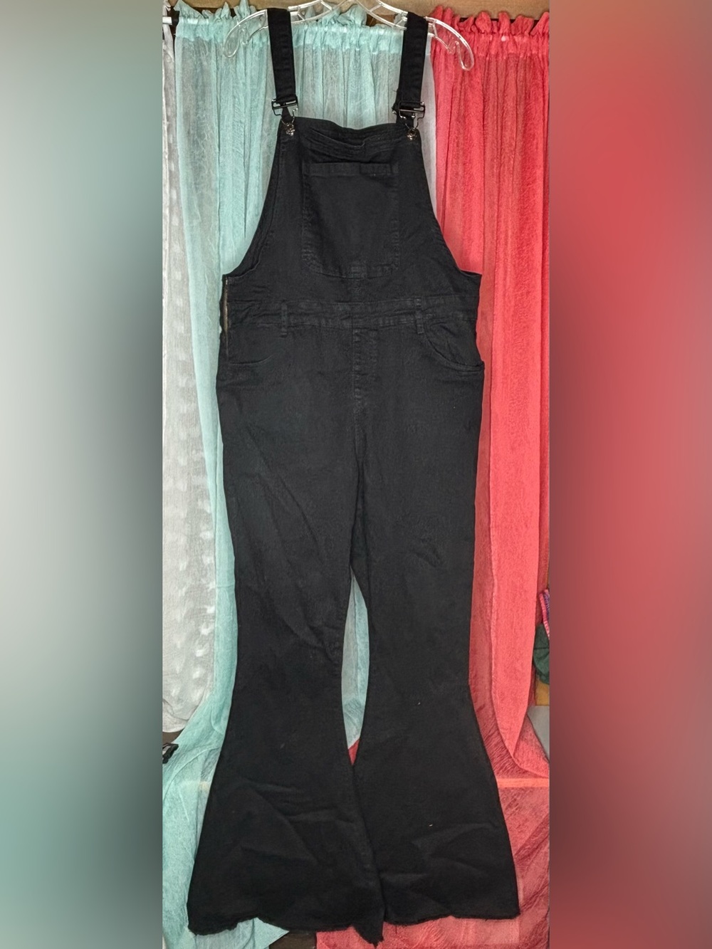 Pink Lily Black overalls w/flared bottoms